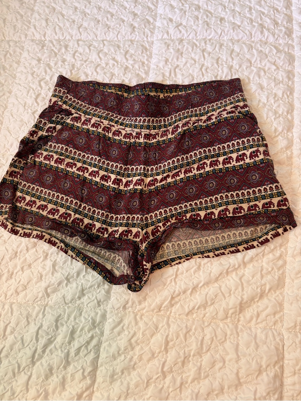 Melissa Burgundy Elephant Print Women's Shorts